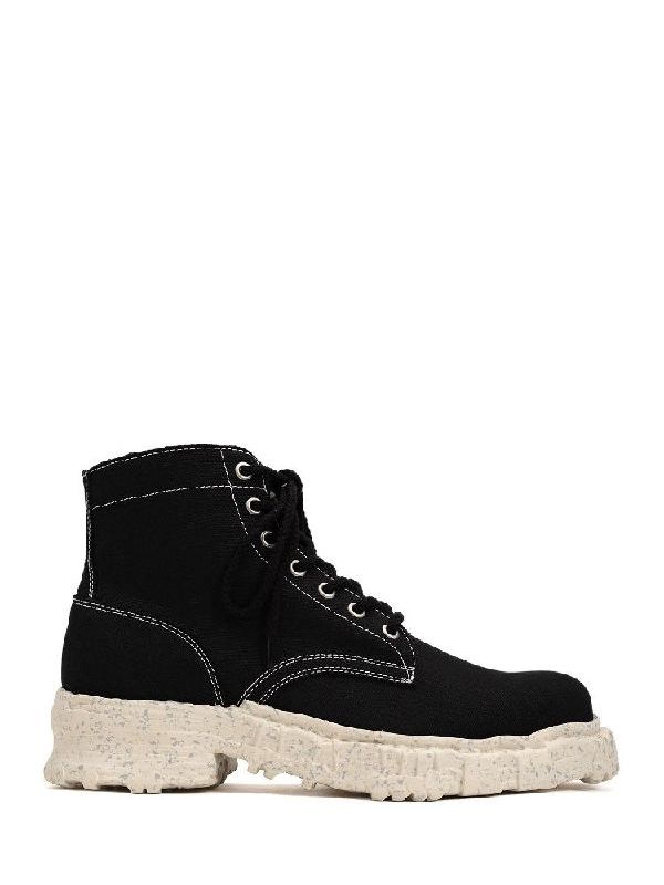 메종 미하라 야스히로(Maison MIHARA YASUHIRO) 빈티지 솔 캔버스 레이스업 부츠 S09FW703 BLACK | jentestore