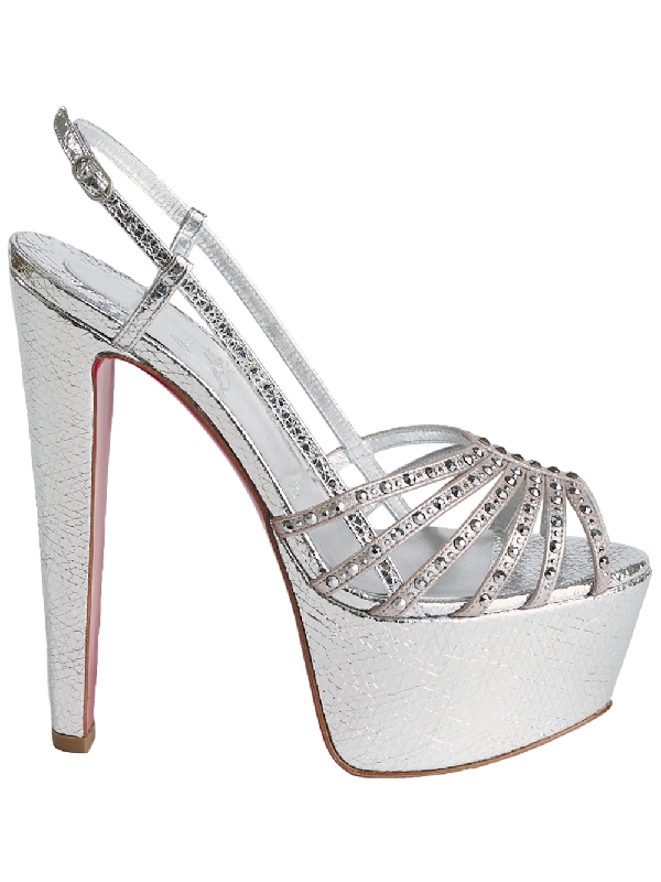 크리스찬 루부탱(Christian Louboutin) 실버 메탈릭 플랫폼 샌들힐 1230374 S281 | Jentestore