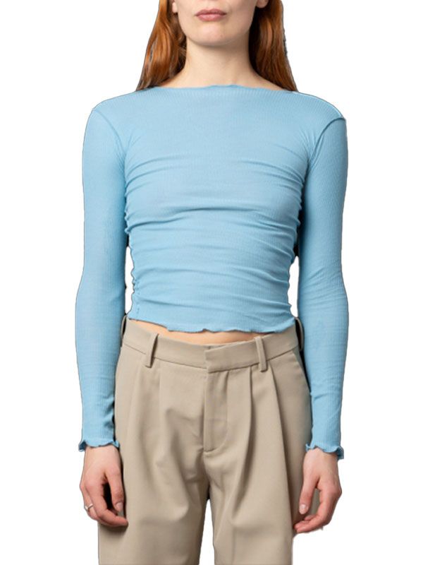 베이스레인지(BASERANGE) VEIN 심 디테일 롱 슬리브 탑 TTVLRBVSU23 BRUS BLUE | jentestore
