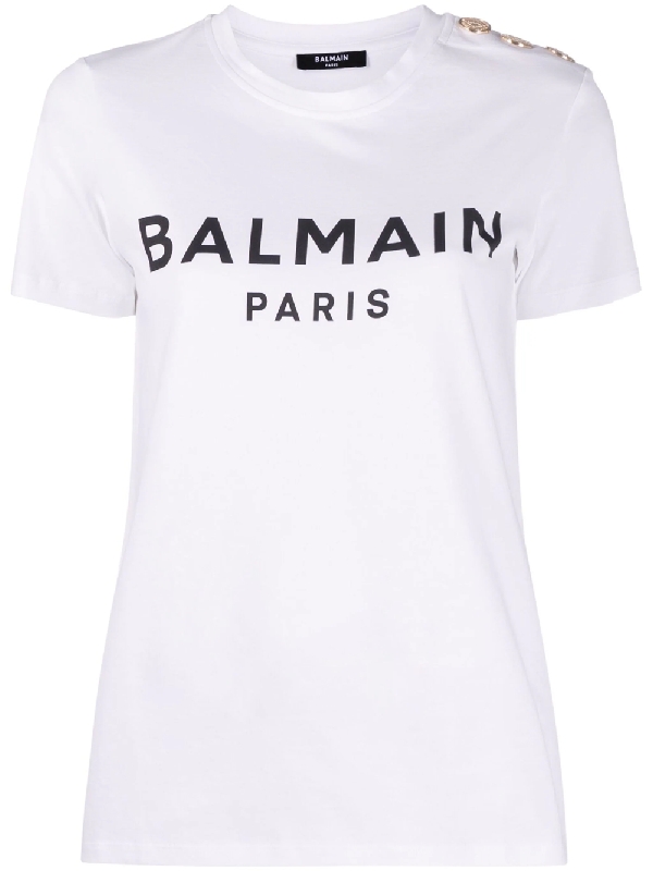 발망(BALMAIN) 숄더 버튼 로고 티셔츠 BF1EF005BB02 GAB | jentestore