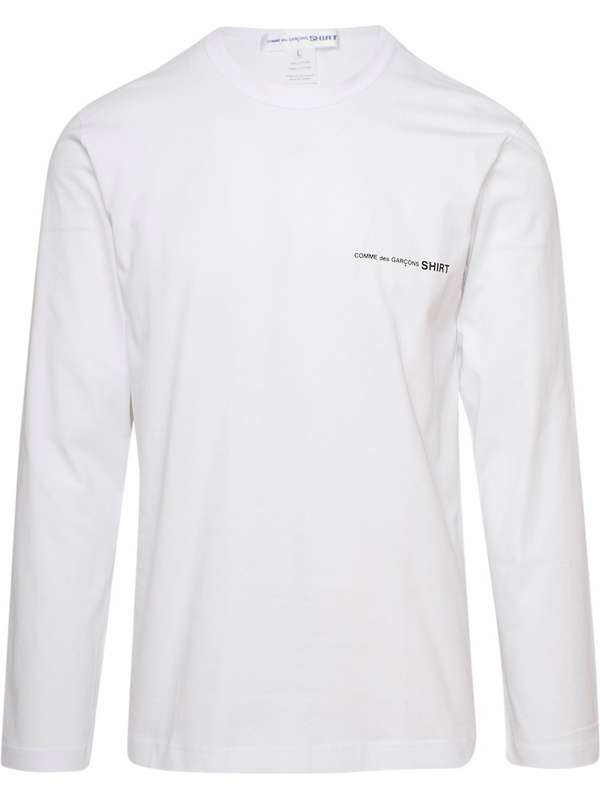 꼼데가르송(Comme Des Garcons) 로고 프린트 화이트 긴팔 티셔츠 Fg-T017-Ss21 White White |  Jentestore