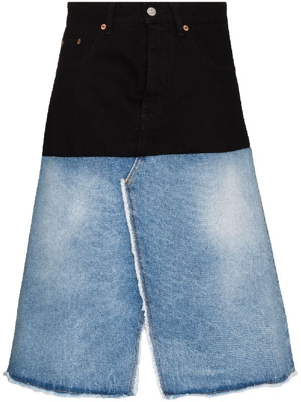 MM6 메종 마르지엘라(MM6 Maison Margiela) 투톤 컷아웃 데님 스커트 S52MA0123S30589 967 | jentestore
