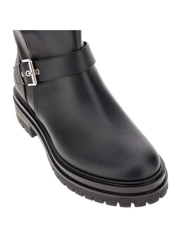 지안비토 로시(Gianvito Rossi) THIAGO 버클 스트랩 레더 앵클 부츠 G7300420GOMCLNNERO