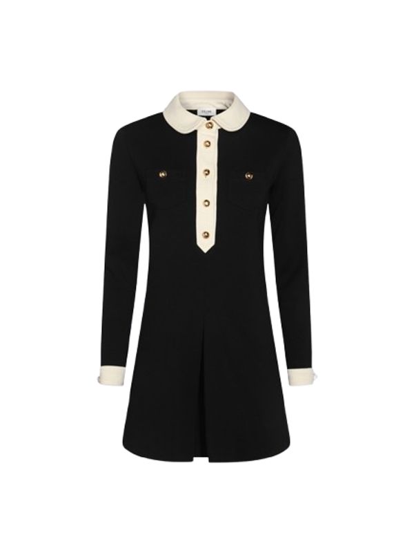 CELINE ミニワンピース 2x49o-759y CELINE セリーヌ ミニワンピース ブラック レディース 2x49o