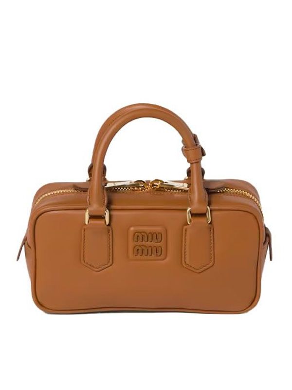 MIUMIU レディース トートバッグ 5BB142 ACR3 F0046 OON Cognac Arcadie Leather Bag | Miu Miu