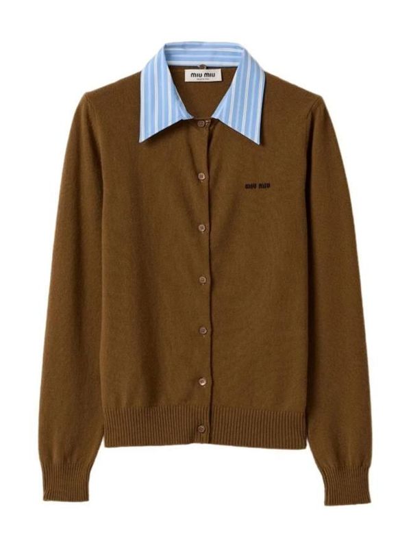 MIU MIU 2018 クロップド ケーブルニット セーター ブラウン 36 MIU MIU 2018 クロップド ケーブルニット セーター ブラウン 36