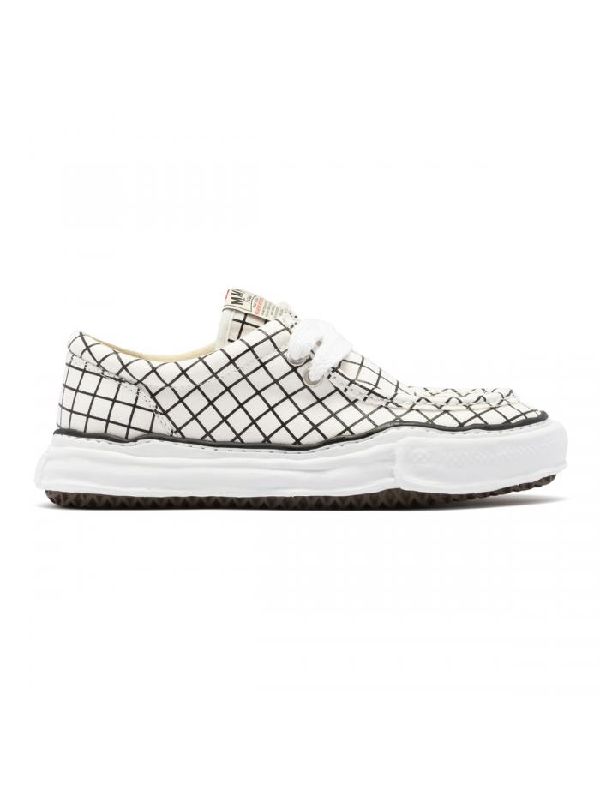 메종 미하라 야스히로(Maison MIHARA YASUHIRO) 그리드 패브릭 로우탑 스니커즈 A08FW723/WHITE | jentestore