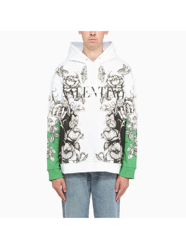 VALENTINO ダークブルーミングプリントフーディ WV3MF19I7L6 U23