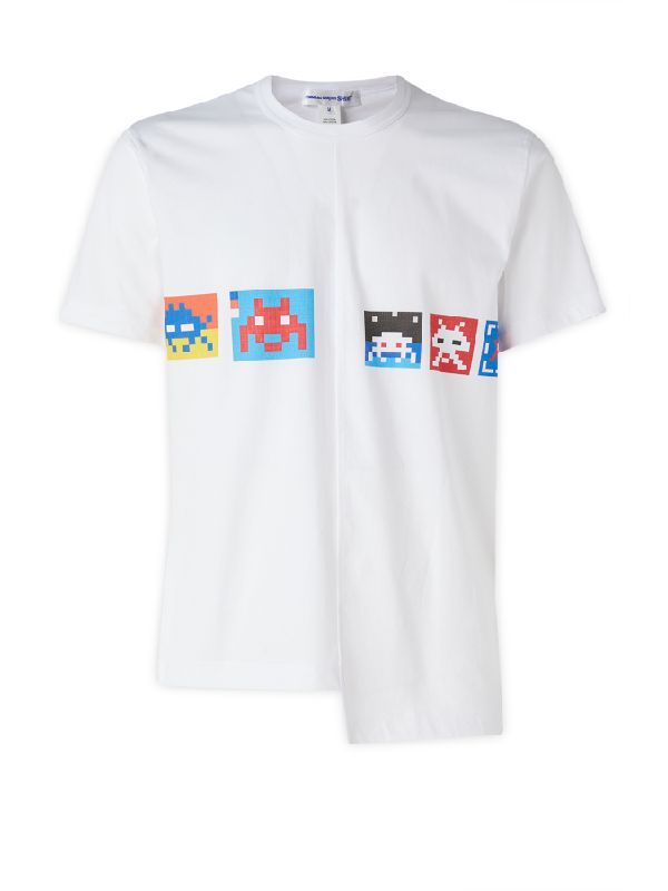 꼼데가르송 셔츠(COMME des GARCONS SHIRT) 픽셀 아이콘 프린팅 비대칭 티셔츠 FJT004051 2 |  jentestore