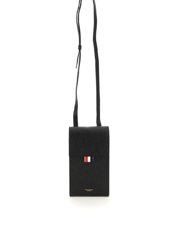 톰브라운(THOM BROWNE) RWB 탭 로고 레더 폰 홀더백 MAC113A00198 001 | jentestore