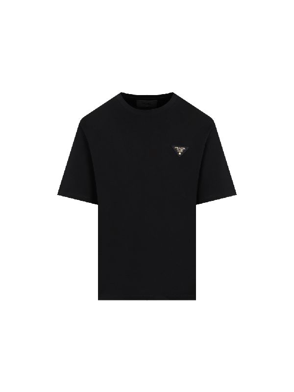 프라다(PRADA) 삼각로고 패치 코튼 티셔츠 UJN837.240 F0002