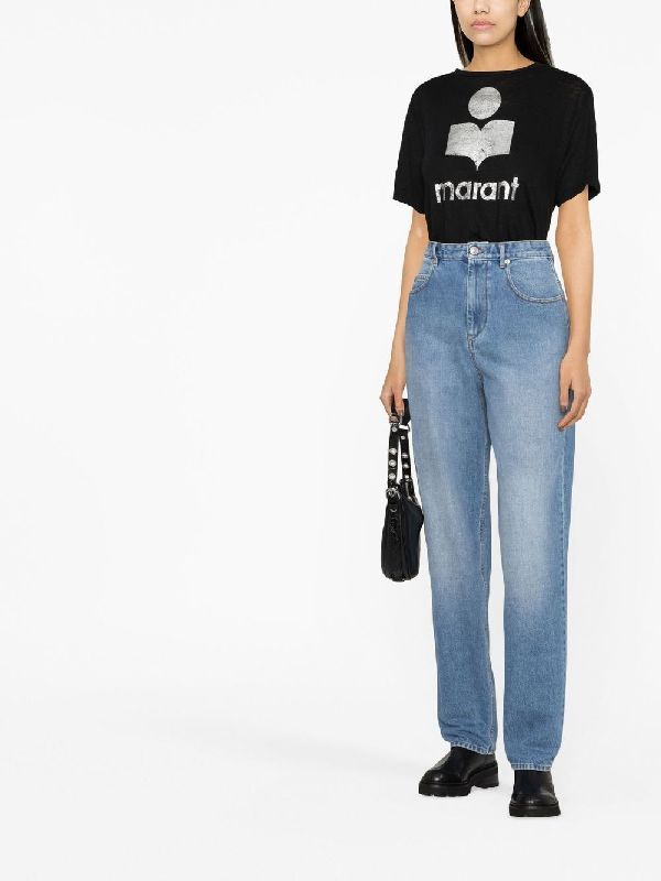 이자벨마랑 에뚜왈(ISABEL MARANT ETOILE) ZEWEL 로고 린넨 티셔츠 TS0001FA-A1N10E ZEWEL01BK | jentestore