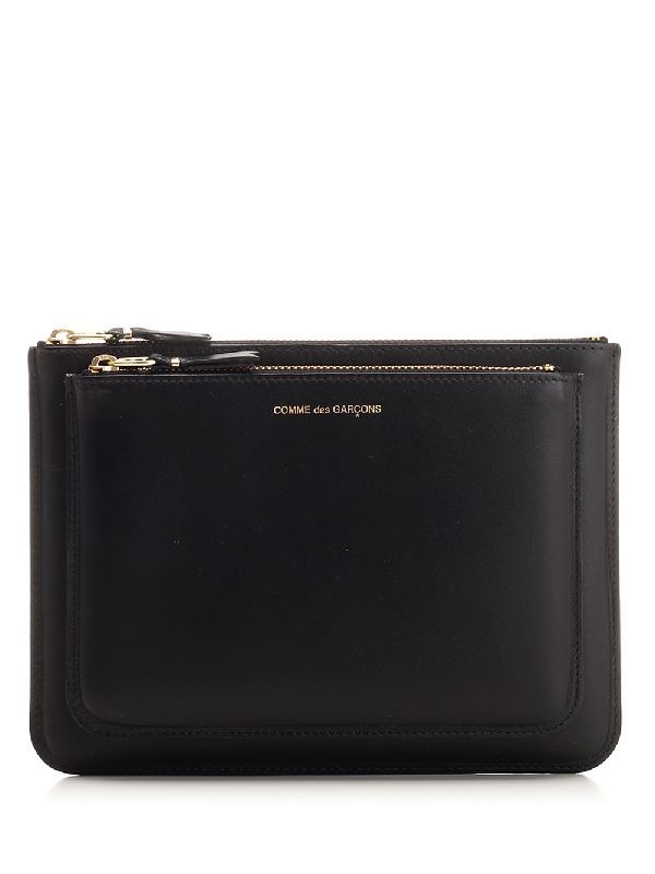 꼼데가르송(COMME des GARCONS) 아웃사이드 포켓 레더 클러치 SA5100OP1-BLACK | jentestore