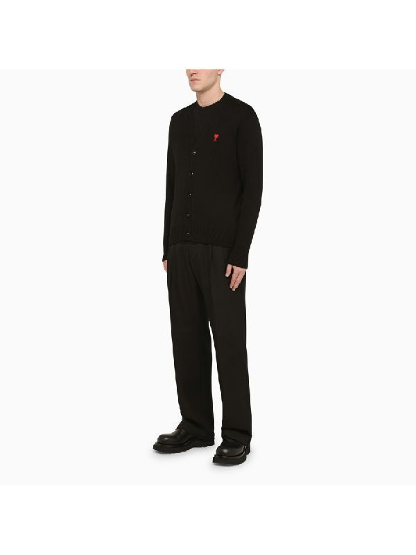 아미(AMI) 하트 로고 자수 코튼 울 가디건 UKC008_016464 | jentestore