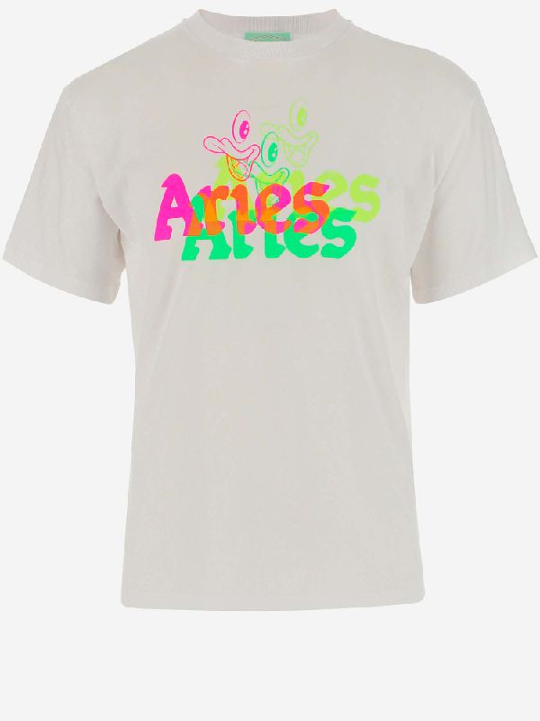 Tシャツ・カットソー ARIES SS23 TRIPPY AYE DUCK T-SHIRT (STAR60016_WHT) White Aries Arise Trippy Aye Duck T-Shirt | SVD