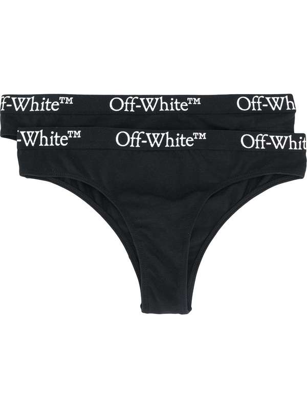오프화이트(Off-White) 로고 밴드 블랙 팬티 OWUA028E20JER001 BIPACK1000
